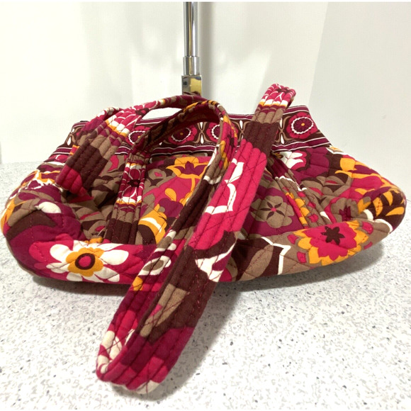 Vera Bradley Purse Carnaby 2009 Small Shoulder bag Tote Pink Orange Floral Quilt - Picture 6 of 9